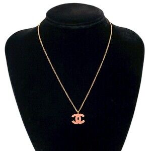 CHANEL Pink Logo Necklace